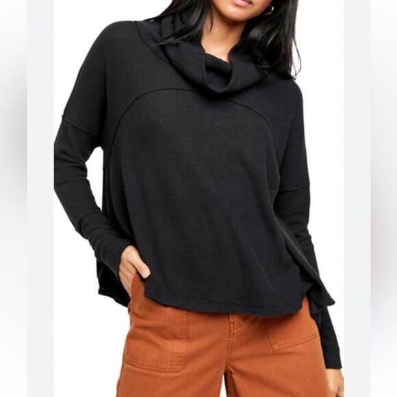 NWT We The Free Cozy Time Funnel Neck Women’s Pullover Sweatshirt Black Size S - Picture 1 of 6